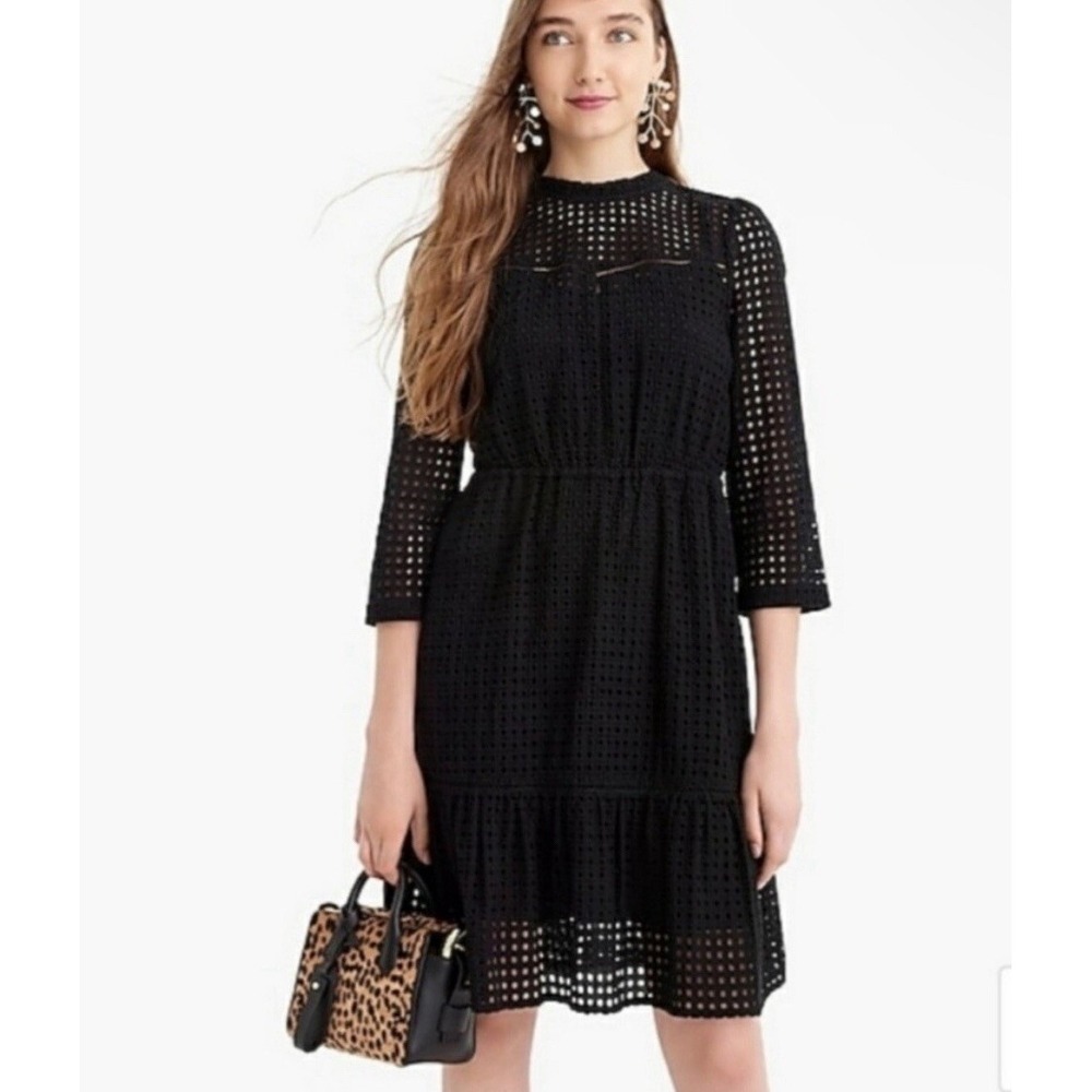 NWT Point Sur J. Crew Eyelet Mock Neck Dress - Blackโ - Size 0
